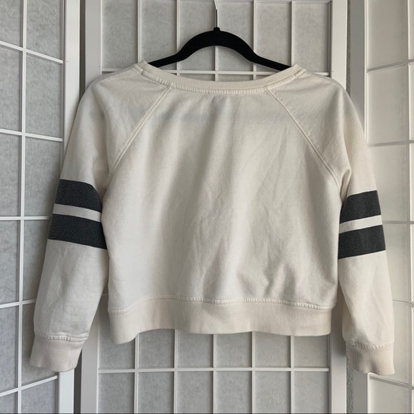 forever 21 varsity stripe white cropped sweatshirt - Picture 7 of 7